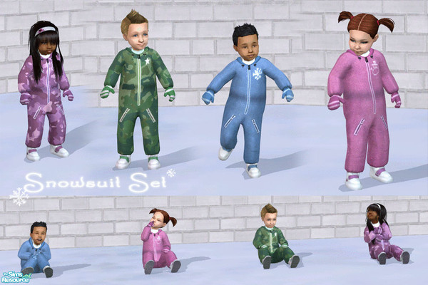 Sims 2 — Snowsuit Set by dj_une — Set of four warm snowsuits for your toddlers.