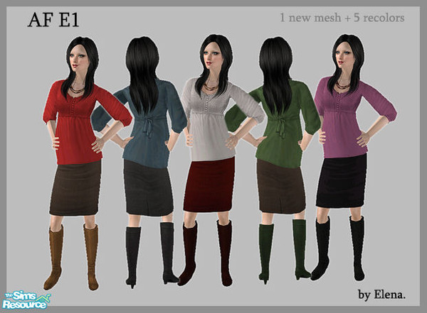 Sims 2 — AF E1 by Elena. — 1 new mesh and 5 recolors