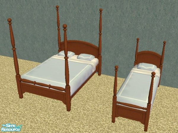 Sims 2 — Country Bedroom in Cherry Beds by tamlfra — I love the Seasons country set, but prefer dark wood tones. So I\'ve