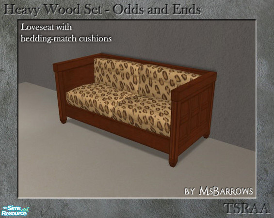 Sims 2 — Heavy Wood - Bedding-Match Loveseat by MsBarrows — Loveseat re-meshed so that the cushions use the textures of