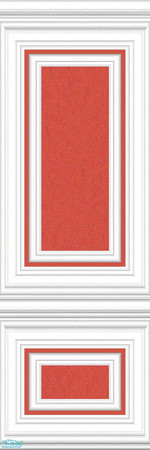 Sims 2 — jsf2WPFW3KathyKoral by jsf — Deep, coral, subtle, textures make up the wallpaper panels of this white wainscoted