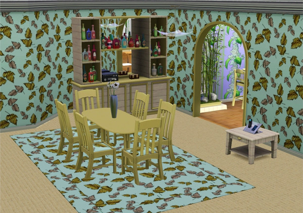 Sims 3 — marcorse_light and shade pattern by marcorse — A simple repeat pattern of gold and silver leaves on a neutral