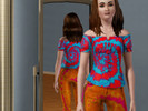 Sims 3 — That 70s Top - Tie Dye Peasant (AF) by shelwass — 70s Style Peasant Top, Tie-Dyed. For Adult Females.