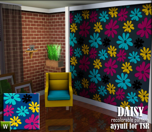Sims 3 — Daisy  by ayyuff — recolorable pattern 