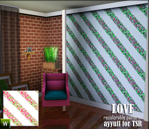 Sims 3 — Love  by ayyuff — recolorable pattern 