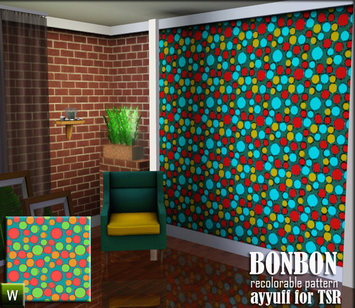 Sims 3 — Bonbon  by ayyuff — recolorable pattern 