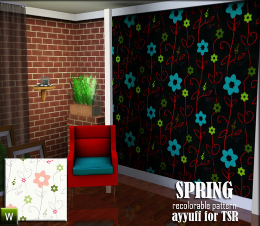 Sims 3 — Spring  by ayyuff — recolorable pattern 