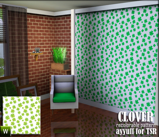 Sims 3 — Clover  by ayyuff — recolorable pattern 