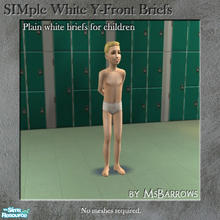 Sims 2 — SIMple White Y-Front Briefs - Child by MsBarrows — Plain white y-front briefs for children. No mesh required.