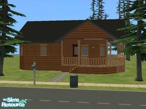 Sims 2 — Arch Wood Cabin by Simpi9 — Covered porch,Open floor plan,2br,1bath,Full Kitchen with dishwasher,Vacation Home.