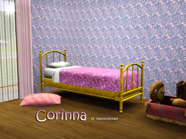 Sims 3 — Corinna by MB by matomibotaki — Floral pattern in grey. rosy and light blue, 3 channel, to find under Fabric.