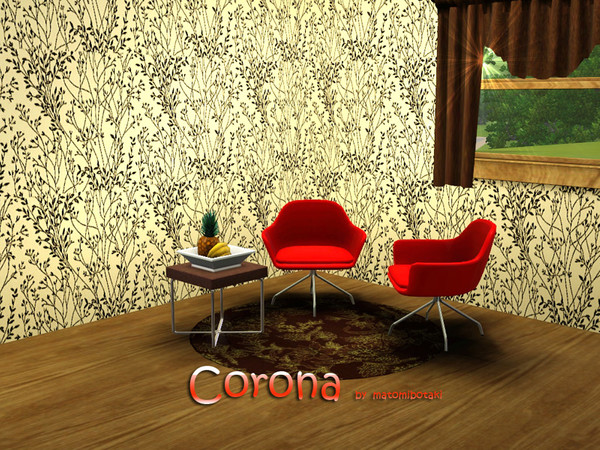 Sims 3 — Corona by MB by matomibotaki — Floral pattern in dark brown and beige, 2 channel, to find under Fabric.
