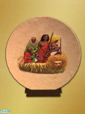 Sims 2 — Africa Clay Plate - Mesh by Shakeshaft — Part of a room set with an African feel, set includes Armchair and