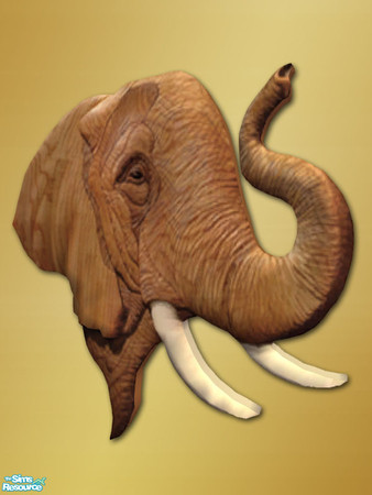 Sims 2 — Elephant Wall Plaque - Mesh by Shakeshaft — Part of a room set with an African feel, set includes Armchair and