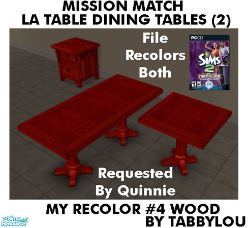 Sims 2 — TL - MMLaTableSquareDiningTable Recolor04Wd by TabbyLou — My Recolor #4 Wood Recolor of the La Table Square