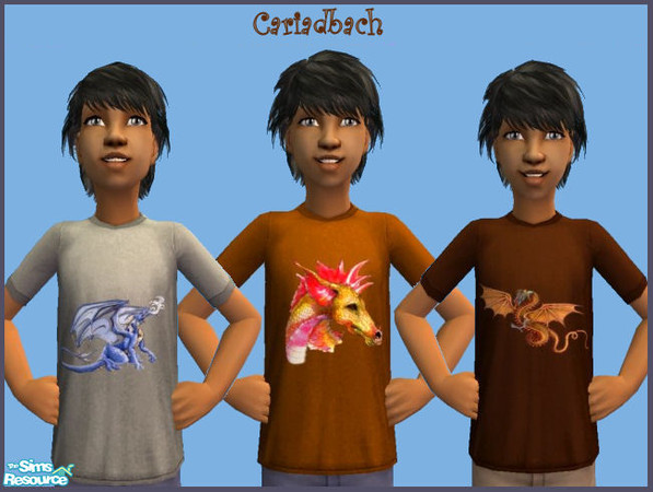 Sims 2 — Dragons by cariadbach — Easy wear T shirt with co-ordinating jeans and trainers. A set of three , each
