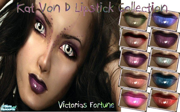 Sims 2 — VF Kat Von D Lipstick Collection by fortunecookie1 — Here are 10 new Kat Von D inspired lipsticks that go