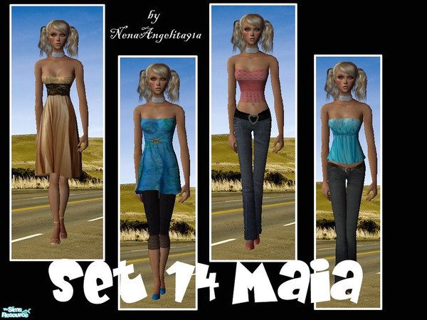 Sims 2 — Set 14 Maia by NenaAngelita91a — this set have 4 outfits....and you need the mesh 086, mesh 046, mesh 073, mesh