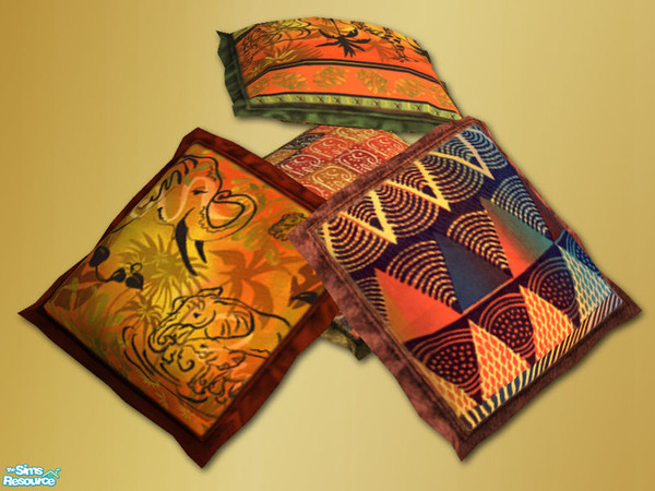 Sims 2 — Africa Deco Cushions - Mesh by Shakeshaft — Part of a room set with an African feel, set includes Armchair and