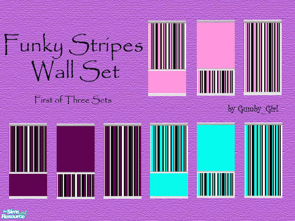 Sims 2 — Funky Stripes Set 1 by Gumby_Girl — Funky Stripes Set 1. The first of three sets of striped wallpapers in cool