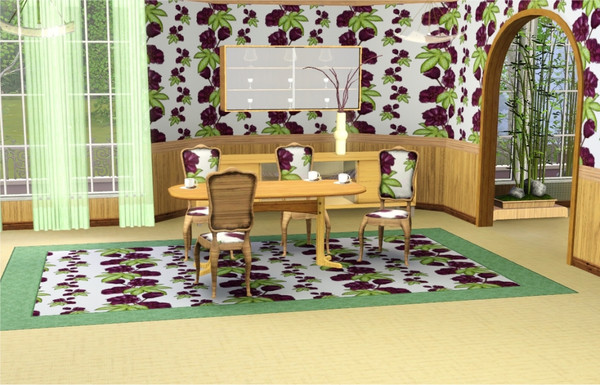 Sims 3 — marcorse_claret rose pattern by marcorse — Deep wine-coloured roses and green leaves in a vertical repeat