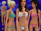 Sims 3 — Flowered Bikini Set set by skystars5 — Bikini swimsuit set delicately decorated with my hand drawn flowers and