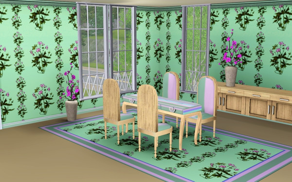 Sims 3 — marcorse_wildflowers pattern by marcorse — Delicate pink wildflowers on a green ground.