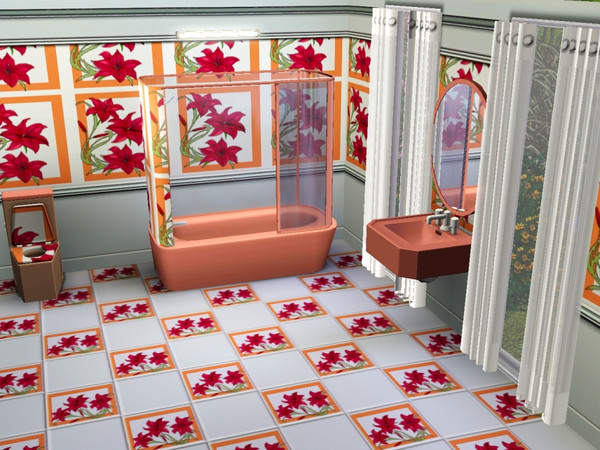 Sims 3 — marcorse_frame-up pattern by marcorse — Bright vermilion lilies and green leaves, supported by a framework of