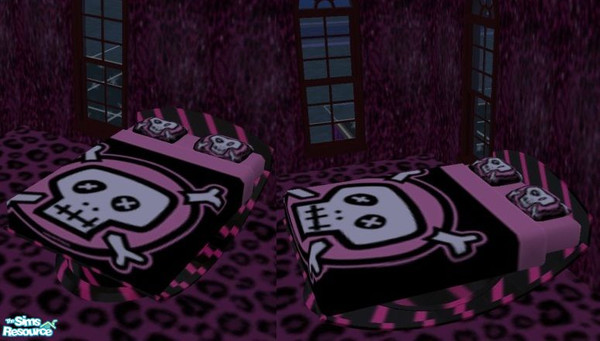 Sims 2 — Two Avril Lavigne Beds - Skull by staceylynmay2 — Two avril lavigne beds, a black and pink skull bed and