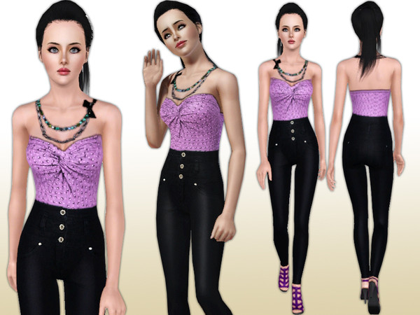 Sims 3 — Rita by simseviyo — Nice, retro outfit for your beautiful ladies with necklace detail and high waisted jean