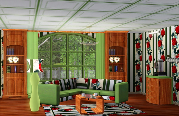 Sims 3 — marcorse_climbing roses pattern by marcorse — A vertical pattern in alternating stripes of plain green, and a