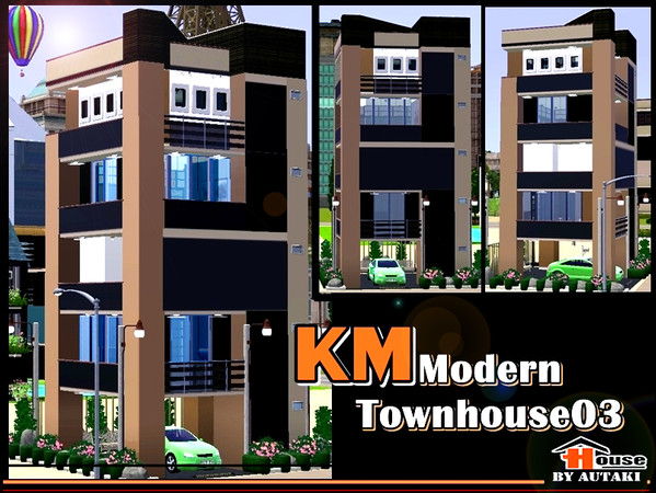 Sims 3 — KM-ModernTown03 by autaki — KM-Townhouse03 FF-131335, UF-70172 Town house style. Limited space. But everything
