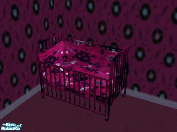Sims 2 — Pink Skull Nursery - Crib Bed by staceylynmay2 — Pink skull nursery set for your female toddlers. base game