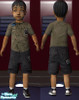 Sims 2 — 87k by rissabeme — wave pirate utility shirt , rad patch cargo shorts , Jordan XIII Sneakers