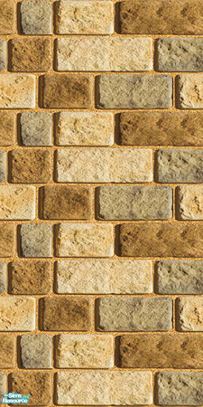 Sims 2 — Masonry wall 05 - yellow stone by Semitone — Masonry wall 05 - yellow stone