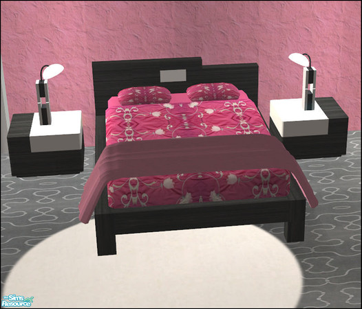 Sims 2 — Puzzle Bedroom Recolor 2 - Bed by Elize-37sims — Black recolor of the Puzzle Bedroom