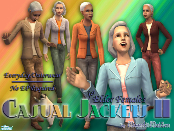 Sims 2 — Casual Jackets II for Elder Females (No EP) by moonlitmaiden — Tired of few decent clothes for elders? Expand