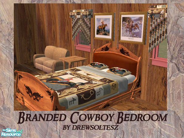 Sims 2 — Branded Cowboy Bedroom by drewsoltesz — A decidedly country/western themed bedroom, only one EP needed is for