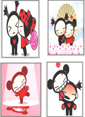 Sims 3 — Pucca Paintings Set 001 by Q-Girl — A set of four cute Pucca couples posters ideal for any space that needs a