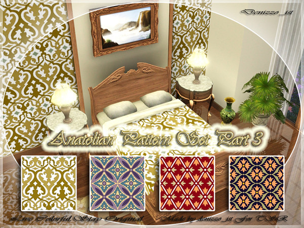Sims 3 — Anatolian Pattern Set Part 3 V2 by denizzo_ist — Anatolian Pattern Set Part 3 4 Recolorable Parts I wish you