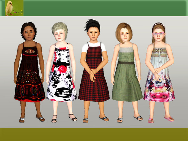 Sims 3 — punie kids group 36 by punie — 5 lovely spring dresses for your sim child! Some items are not recolorable I hope