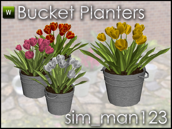 Sims 3 — Tulip Bucket Planter by sim_man123 — Tulip Planter from my Bucket Planters set. Made by sim_man123 from TSR.