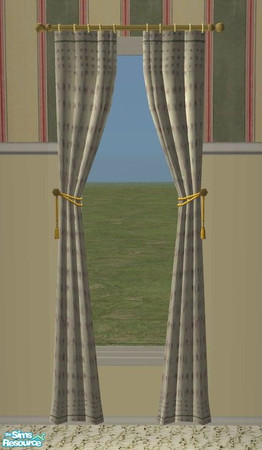 Sims 2 — Respite Living Room - Curtain by Riverwillows — Warm cream and green colors brighten this restful living room.
