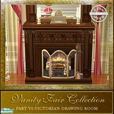Sims 2 — Vanity Fair Drawing Room Collection - Fireplace Mesh by Cashcraft — 