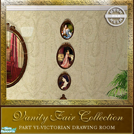 Sims 2 — Vanity Fair Drawing Room Collection - 3 Vertical Pictures by Cashcraft — 