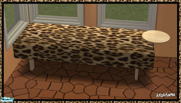 Sims 2 — NK Ankara Leopard Hall - Loveseat by MoMama — A nice loveseat in a bright leopard skin with a little side table
