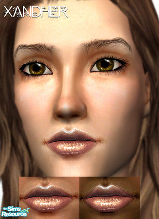 Sims 2 — Floristic Lipgloss - Peach by Xandher — A semi-sheer, shiny gloss with a softly blended edge. The translucence
