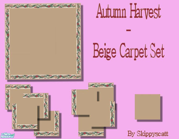 Sims 2 — Autumn Harvest Beige Carpet Set by skippyscatt — After a number of retries the Autumn Harvest Beige carpet to