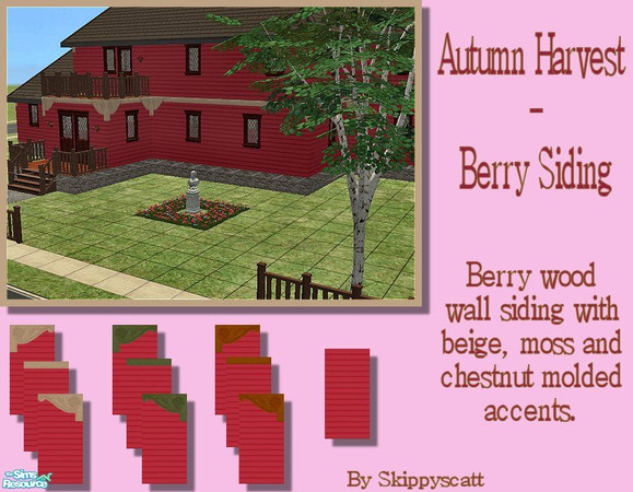 Sims 2 — Autumn Harvest Berry Siding Set by skippyscatt — Autumn Harvest berry outdoor siding for a country manor or