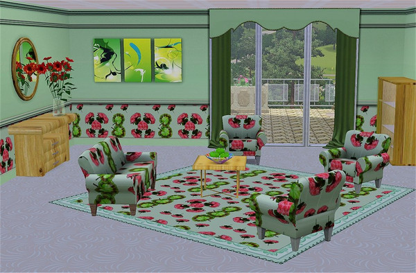 Sims 3 — marcorse_gerani-mo pattern by marcorse — Mop-headed, pink geraniums and the beautiful foliage of the variegated